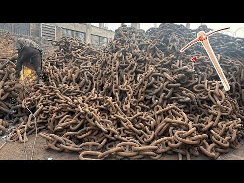 Amazing Process of Making Pickaxes Through Anchor Chains | Old Man Making Pickaxes by Metal Forging
