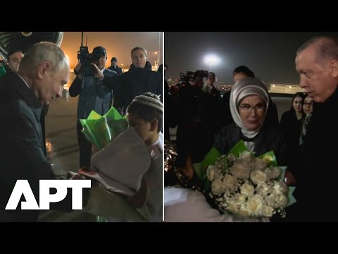 WATCH | Putin and Erdogan Share Warm Smiles as Turkmen Children Greet Them in Ashgabat | APT