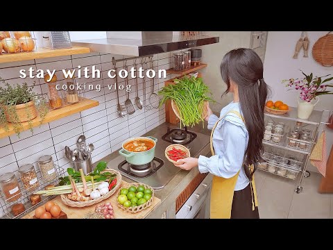 Easy and Delicious Home Cooking 👩🏻🍳 | Mung Bean Custard 🍮 | Tom Yum Goong 🍤 | Grill Eggs 🥘 | VLOG