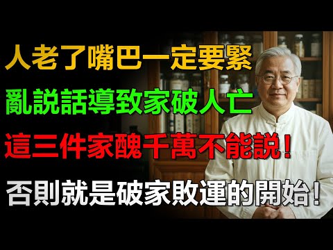 人老了，嘴巴要「緊」！家裡這三件醜事，爛在肚子裡也別跟外人說！說出去就是「破家敗運」的開始！