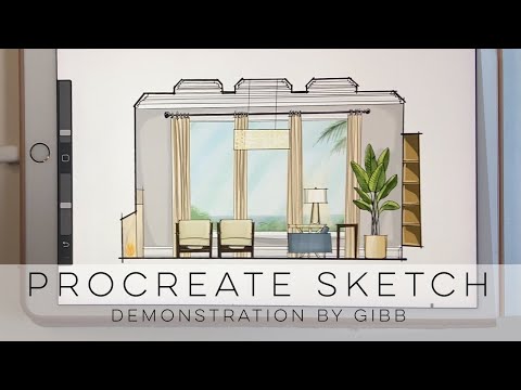 How to color an interior elevation using Procreate for Interior Designers