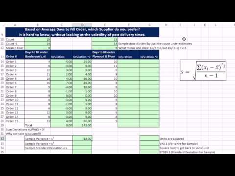 Excel 2013 Statistical Analysis #20: Standard Deviation: How Fairly Does Mean Represent Data Points?