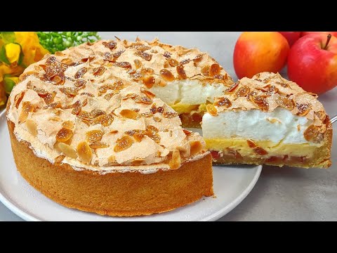 Neues Apfelkuchen Rezept. Zarter Apfelkuchen der im Mund schmilzt. Einfaches und schnelles Rezept.