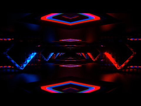 Écran de Veille 4K - Tunnel Infini avec Carrés Néon Rouges et Bleus (Sans Son)