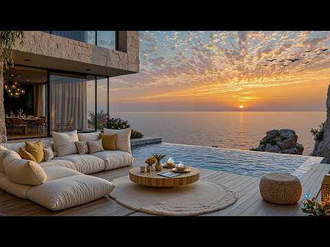 Elegant Jazz In Luxurious Living Room | Smooth Jazz Music With Peaceful Ocean Views For Good Mood