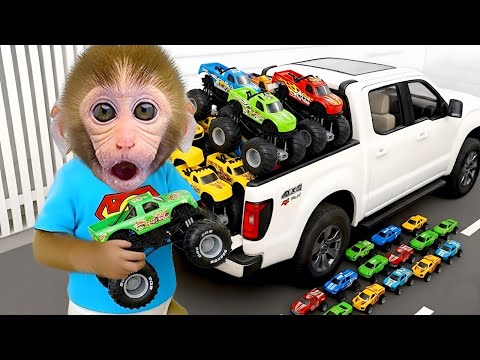 O Macaco Bon Bon explora o supermercado com patinhos e descobre supercarros | Bon Bon Brazil