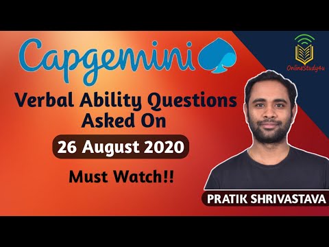 Capgemini English Questions asked on 26.08.2020 | Capgemini Verbal Ability | Must Watch |