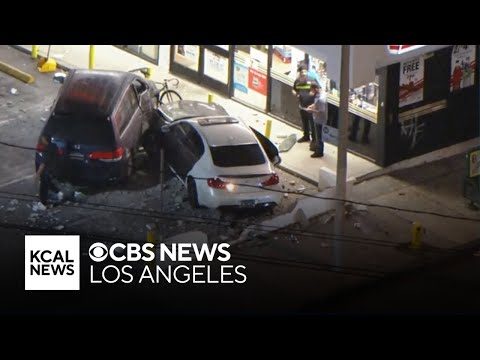 Reckless driver violently crashes into multiple cars after losing control during pursuit