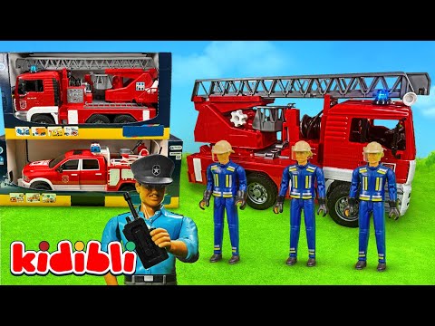 Juguetes de Bomberos, Policía y Ambulancia contra el Fuego 🚒 Camión y Coche para Niños | Kidibli