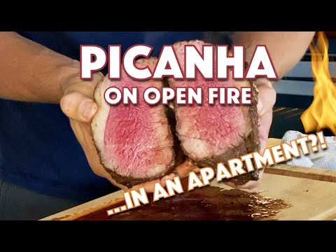 Picanha Grilled on Open Fire (in an Apartment) | Food Meats Fire