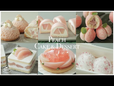 Version 2! 6 Peach Cake & Dessert Recipe | Baking Video | Tart,Cookie choux,Ice cream,Mochi