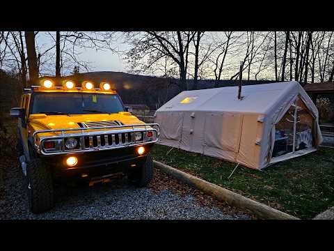 FROZEN WINTER CAMPING IN A LUXURY INFLATABLE HOT TENT Coody 17.2 Familia