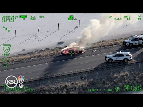 POLICE CHASE: Car catches on fire while fleeing from Utah Highway Patrol