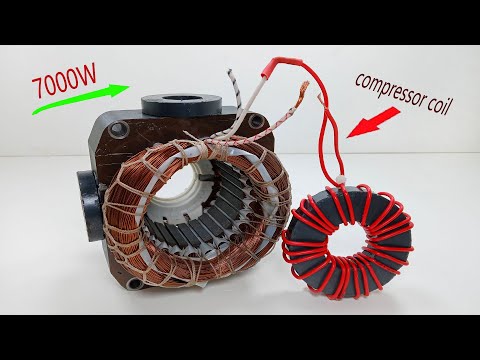 i turn fridge compressor coil into 220v 7000W electric generator with PVC wire magnet-free_energy