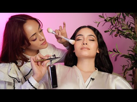 ASMR Bridal Airbrush Makeup | Perfectionist Glam Look, Skin Prep, Tingles & Triggers | Soft Spoken