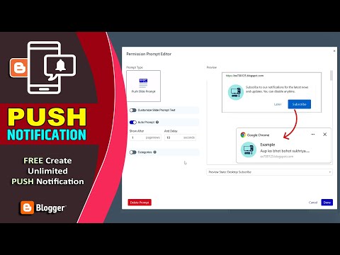 How to Add Push Notification in Blogger | Send Push Notification Setup for blogger.com Website 🔔