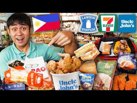 Eating Every FILIPINO Convenience Store FOOD in Manila! 7-Eleven vs. Lawson vs. Uncle John's 🇵🇭