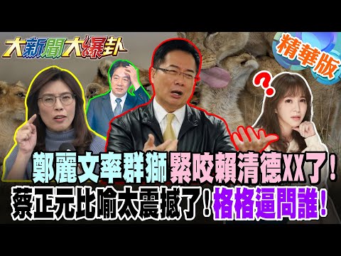 鄭麗文率群獅緊咬賴清德XX了!蔡正元比喻太震撼了!格格逼問誰!【#大新聞大爆卦】精華版2@大新聞大爆卦HotNewsTalk