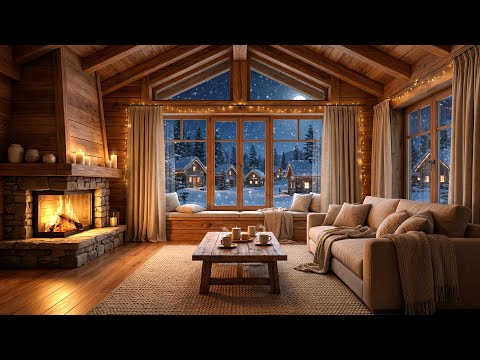 Winter Café Ambience with Fireplace & Gentle Piano 🎹 Calm Night Vibes