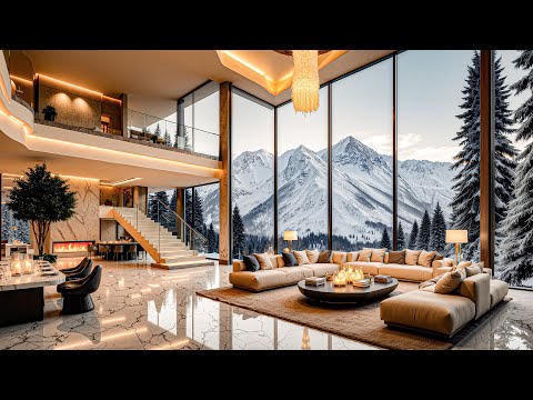 Winter Jazz And A Luxury Villa In The Winter Forest - Jazz Instruments And A Cozy Fireplace To Relax