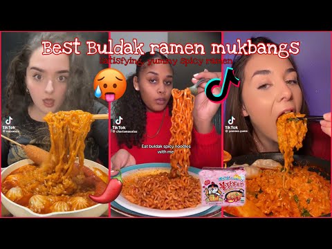 Buldak ramen mukbang￼ - TikTok compilation 🍜😋￼