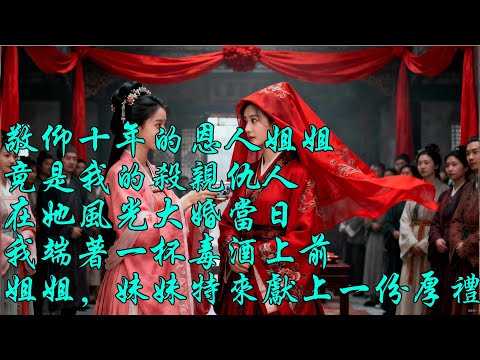 敬仰十年的恩人姐姐，竟是我的殺親仇人。在她風光大婚當日，我端著一杯毒酒上前：「姐姐，妹妹特來獻上一份厚禮。」#有聲小說 #爽文 #小說 #古言 #完結 #愛情 #將軍 #王爺 #女頻