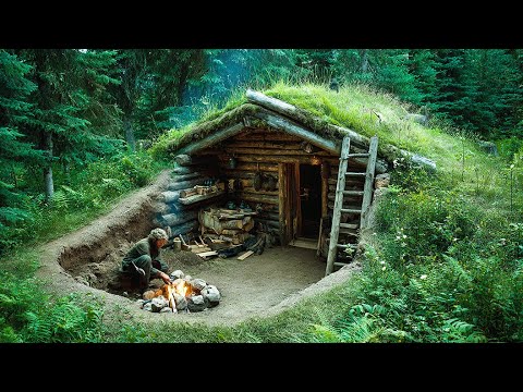 How I Built a Wooden Bunker Underground to Stay Warm in the Forest