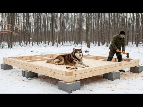 Man Builds a Log Cabin from Winter to Spring in the Wilderness | Start to Finish