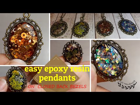 ~JustHandmade~ How to make easy epoxy resin pendants - closed back bezels