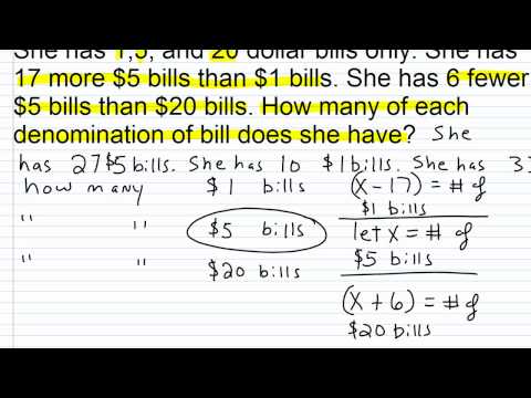 Algebra 1 Help: Solving Money Word Problems