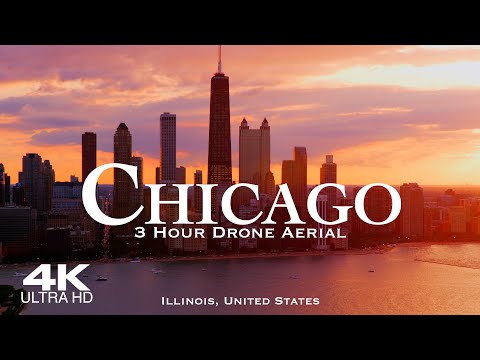 [4K] CHICAGO 2025 🇺🇸 3 Hour Drone Aerial Relaxation Film | Illinois USA United States America