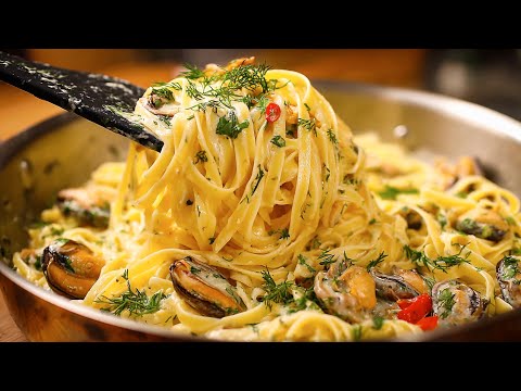 ¡Pasta increíblemente deliciosa en 10 minutos! La mejor receta de pasta con mejillones.
