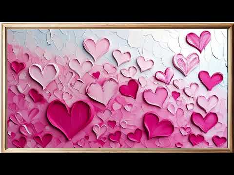 Valentine’s Day Pink Hearts Oil Painting TV Screensaver | Romantic Pink Hearts Screensaver TV Art