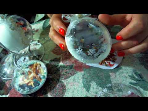Christmas balls using reverse decoupage technique. Home video