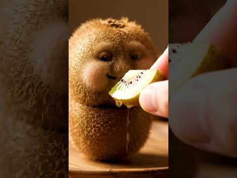 Cute Kiwi Eats itself #asmr #aivideo #satisfying