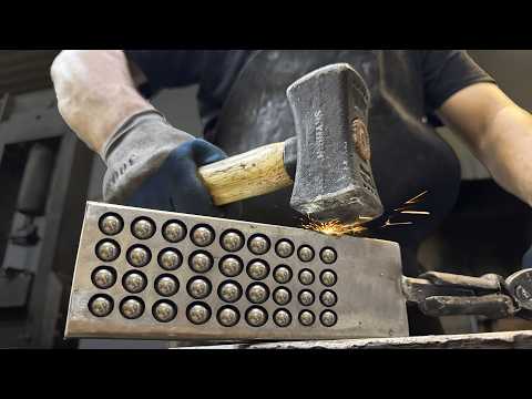 Forging a Knife with 32 Steel Balls Inside the Blade