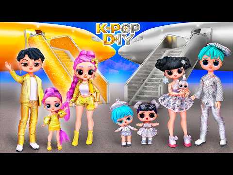 K-Pop Demon Hunters in Golden and Silver Airplane! 10 Crafts for L.O.L. Dolls