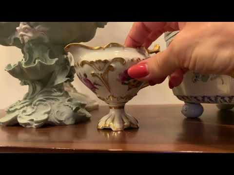 Antique porcelain in a new display case.