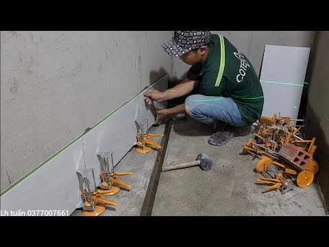 6 tiếng ốp 25 mét tường gạch mosaic và hộp kỹ thuật hoàn thiện 1 cái toilet chuẩn