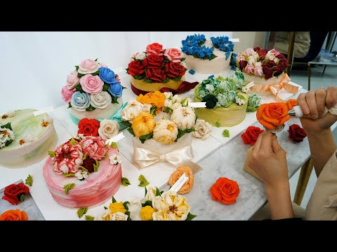 various kinds of making amazing flower rice cake - korean street food