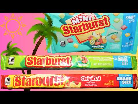 Starburst Tropical Sunset Fruit Chews, Original Fruit Chews & Sour Fruit Chews Review