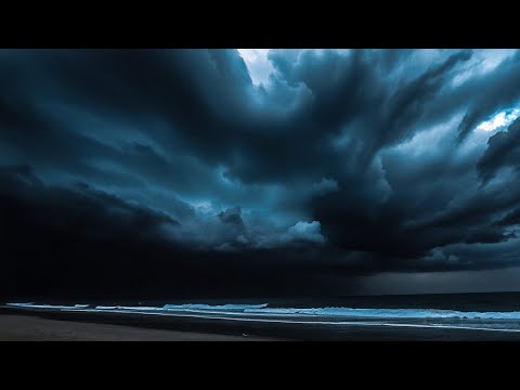 Ocean Thunderstorm Approaching | Waiting on the Beach | Calm Before the Storm | 3 HOURS