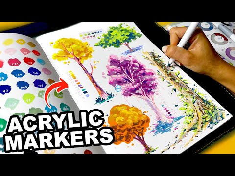 PAINT SOME TREES WITH ME +Acrylic Marker First Impressions!