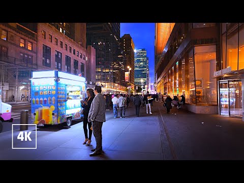 NEW YORK Evening Walk - 4k Relaxing Walking Tour - Midtown Manhattan