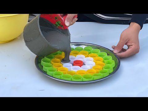 Pot Casting - Great Idea from Cement And 100 Bottle Caps