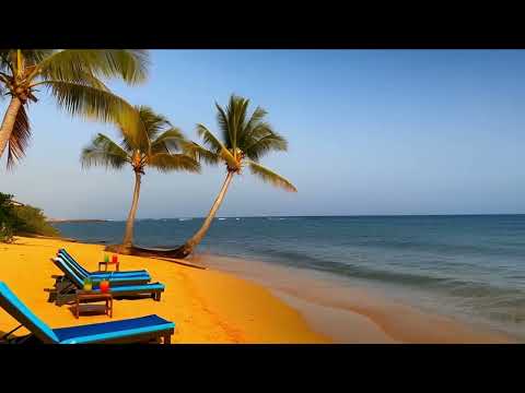 Tropical Beach Ambience 4K 🌴|  Relaxing Ocean Waves, Palm Trees & Summer Vibes
