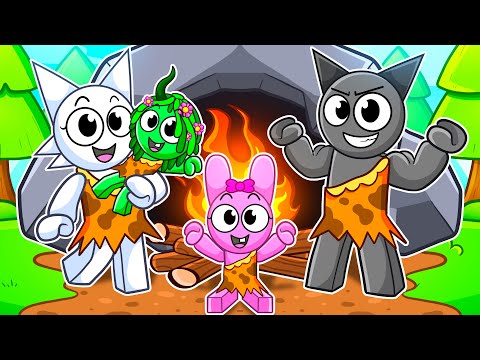 Having A Caveman Family In Roblox With MY CRAZY SPRUNKI GIRLS...