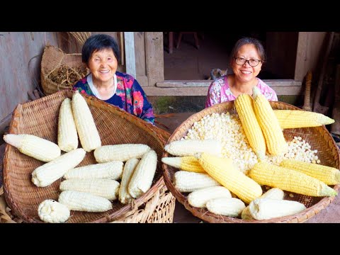 85-Year-Old Grandma Cooks Incredible Corn Dishes | Primitive Rural Life | Corn Harvest