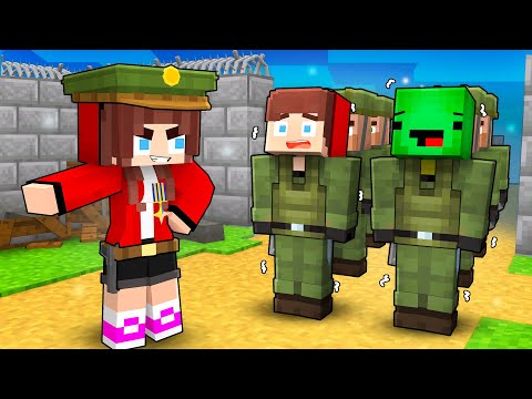 JJ and Mikey Went to ARMY CAMP - Maizen Minecraft Animation