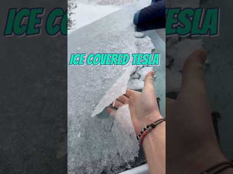 My Tesla encapsulated in Texas ice, I hit defrost in the App and this happened! 🥶